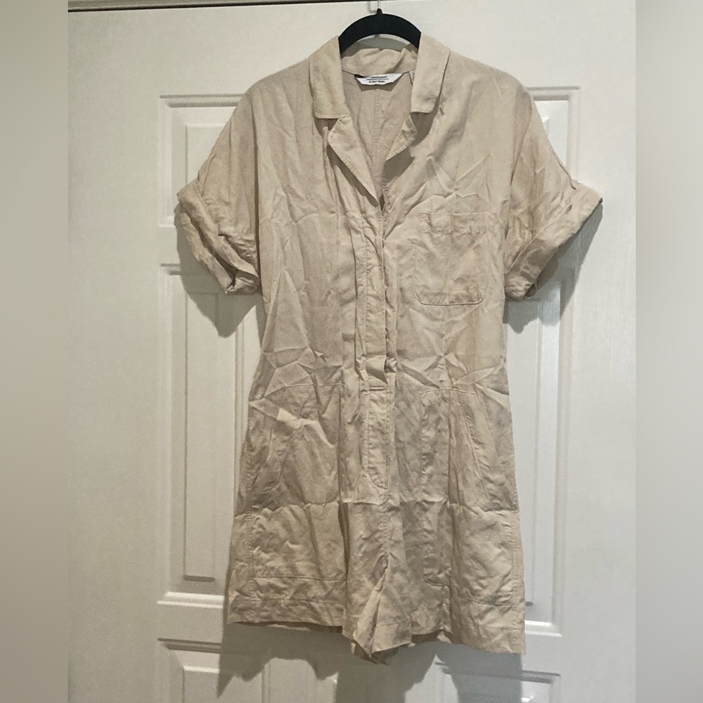 & Other Stories Cream Button-Up Romper